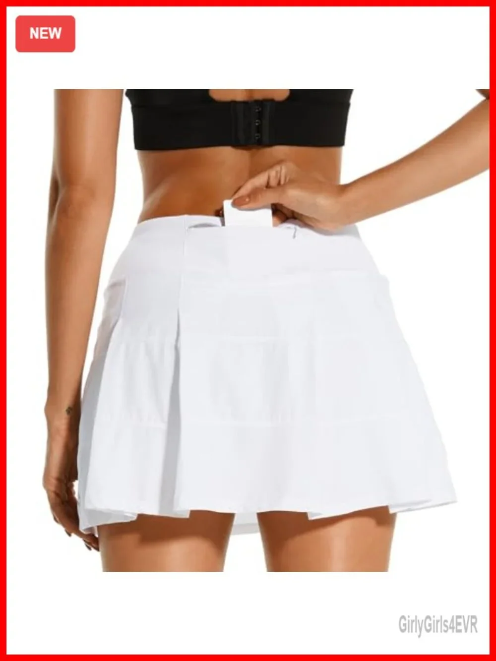 Pleated Tennis Skort with Built-in Shorts, 3 Pockets, Athletic Golf Skirt